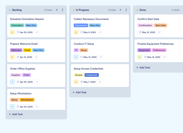 Employee Onboarding Board Template Thumbnail