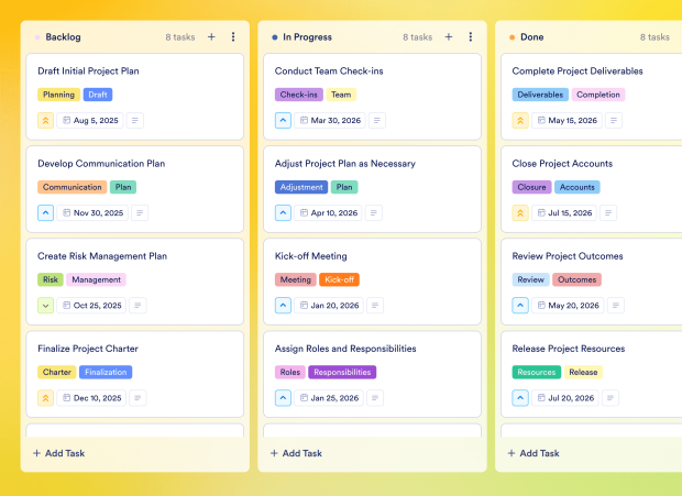 HR Project Plan Board Template Thumbnail