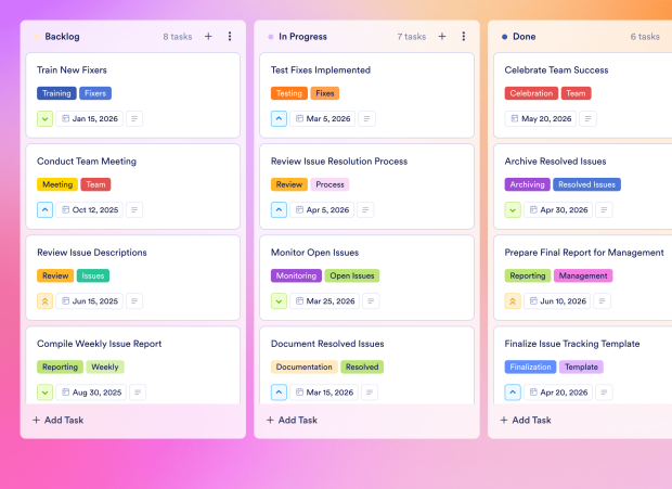 Project Management Issue Log Board Template Thumbnail