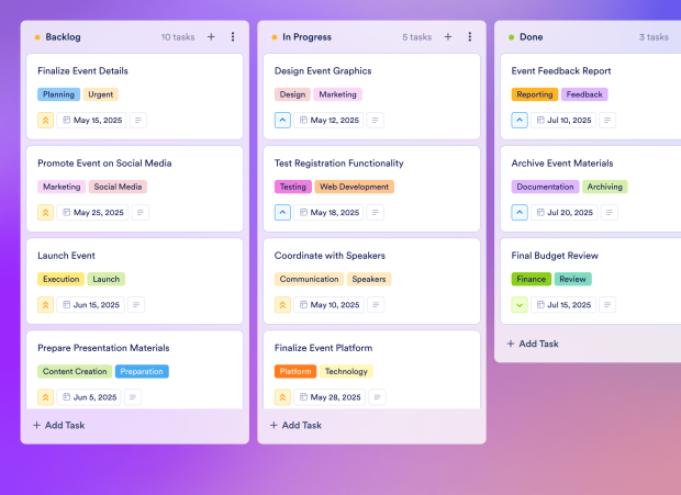 Virtual Event Planning Board Template Thumbnail