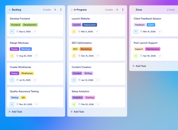 Web Design Project Management Board Template Thumbnail