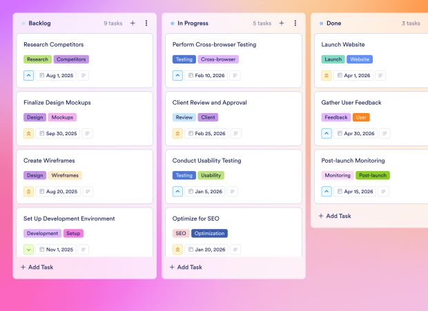 Website Project Planning Board Template Thumbnail