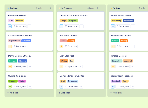 Weekly Content Calendar Board Template Thumbnail