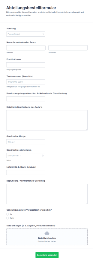 Abteilungsbestellformular