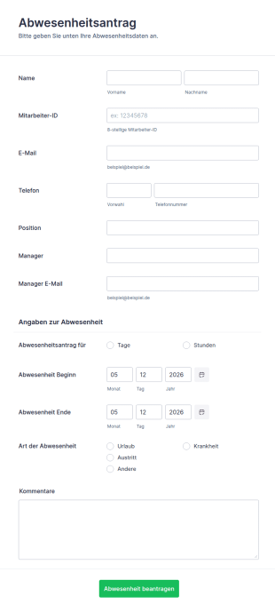 Abwesenheitsantrag