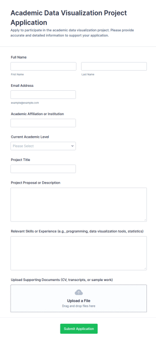 Academic Data Visualization Project Application Form Template