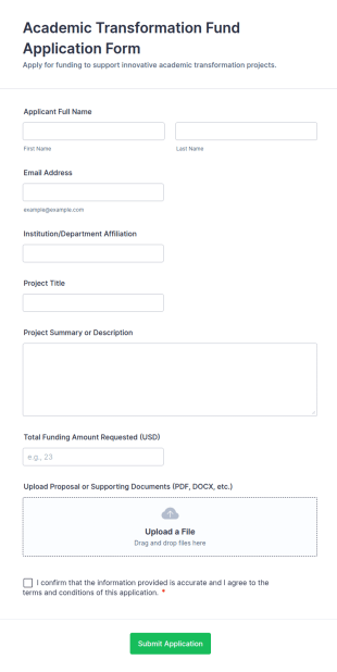 Academic Transformation Fund Application Form Template