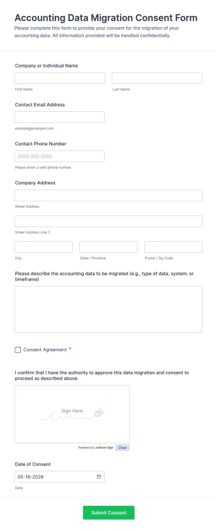 Accounting Data Migration Consent Form Template