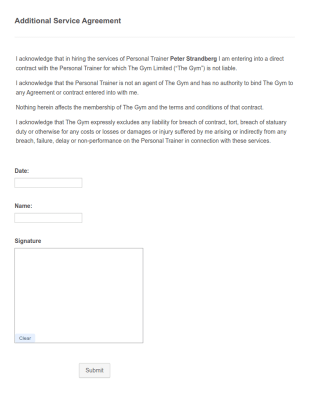 Additional Service Agreement Form Template