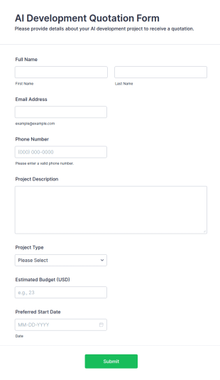 AI Development Quotation Form Template