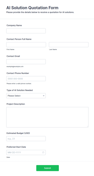 AI Solution Quotation Form Template