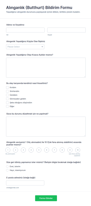 Alınganlık (Butthurt) Bildirim Form Şablonu