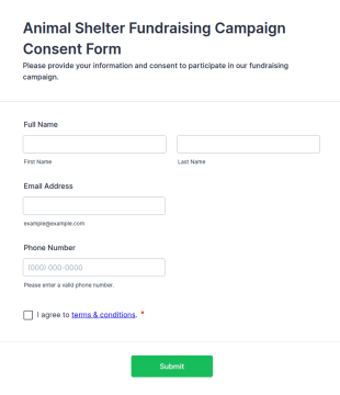 Animal Shelter Fundraising Campaign Consent Form Template