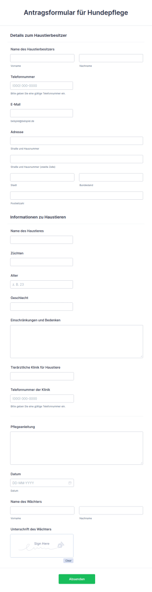Antragsformular Für Hundepflege