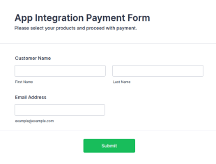 App Integration Payment Form Template