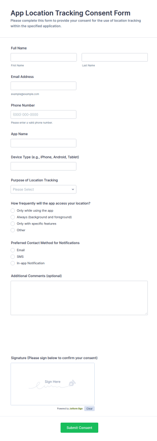 App Location Tracking Consent Form Template
