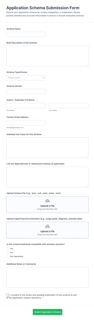 Application Schema Submission Form Template