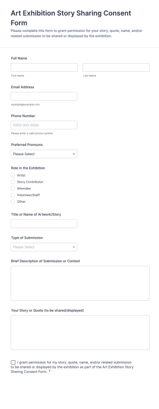 Art Exhibition Story Sharing Consent Form Template