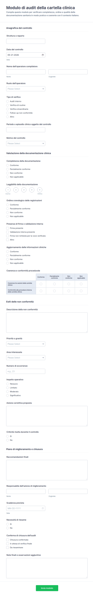 Audit Dei Dossier Medici Form