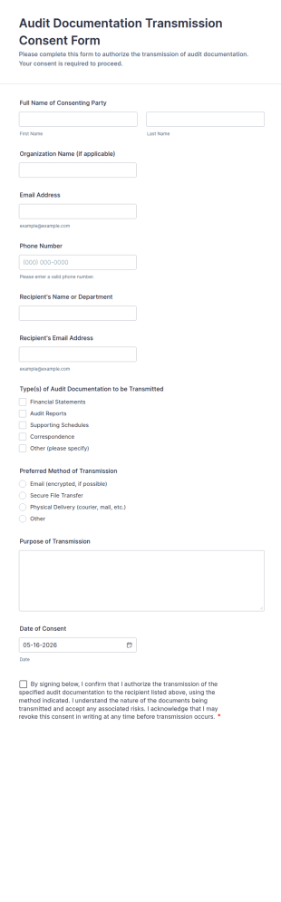 Audit Documentation Transmission Consent Form Template