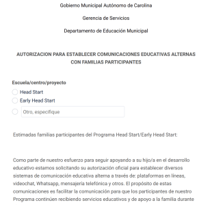 Autorización De Comunicaciones Educativas Alternas
