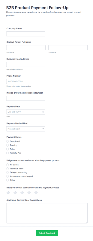 B2B Product Payment Follow Up Form Template
