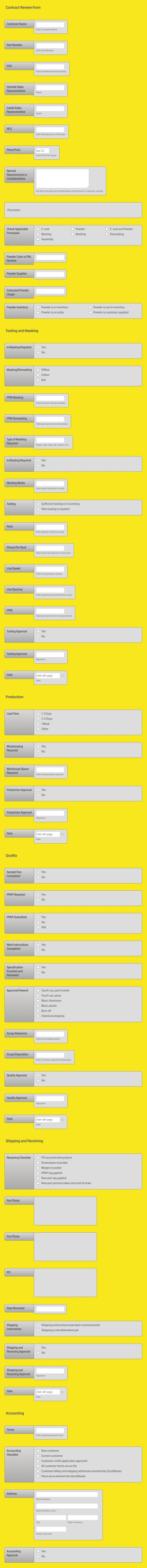 Beacon Industries Contract Review Form Template