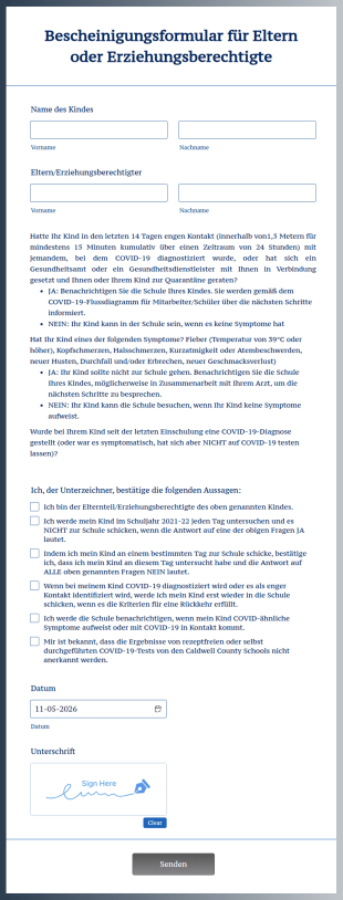 Bescheinigungsformular Für Eltern Oder Erziehungsberechtigte