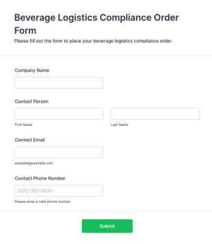Beverage Logistics Compliance Order Form Template