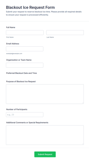 Blackout Ice Request Form Template