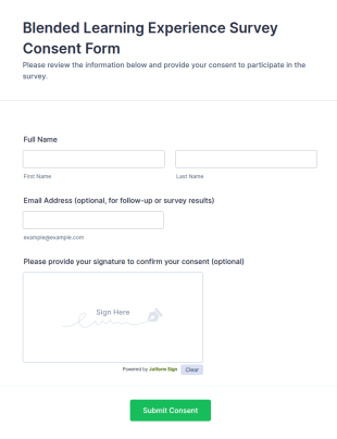 Blended Learning Experience Survey Consent Form Template