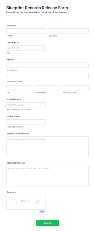 Blueprint Records Release Form Template