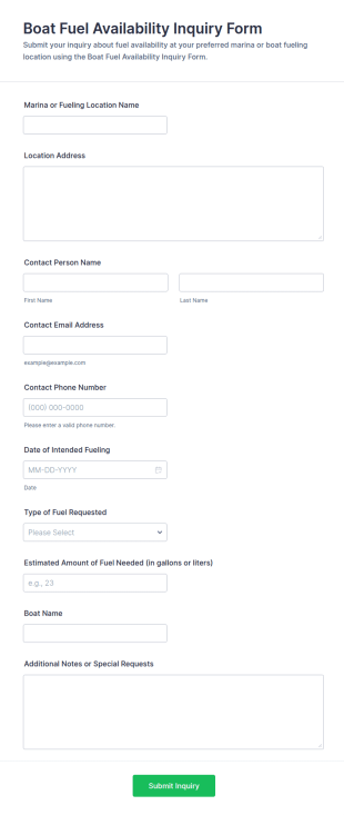 Boat Fuel Availability Inquiry Form Template