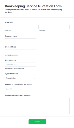 Bookkeeping Service Quotation Form Template