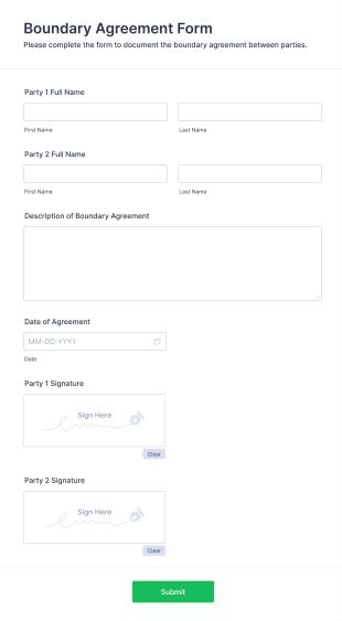 Boundary Agreement Form Template