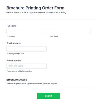 Brochure Printing Order Form Template