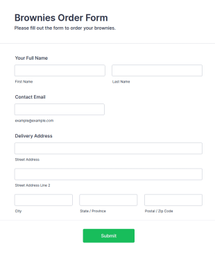 Brownies Order Form Template
