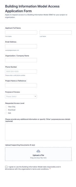 Building Information Model Access Application Form Template