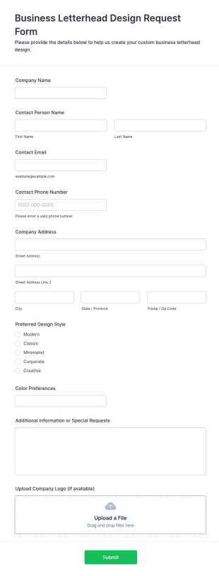 Business Letterhead Design Request Form Template