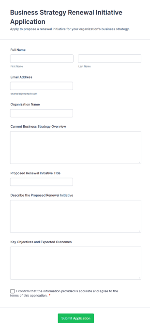 Business Strategy Renewal Initiative Application Form Template