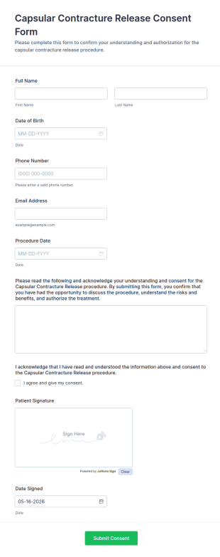 Capsular Contracture Release Consent Form Template
