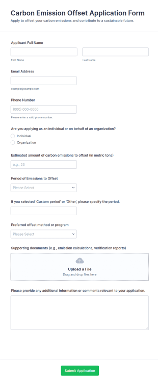 Carbon Emission Offset Application Form Template