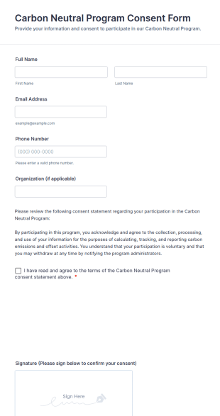 Carbon Neutral Program Consent Form Template