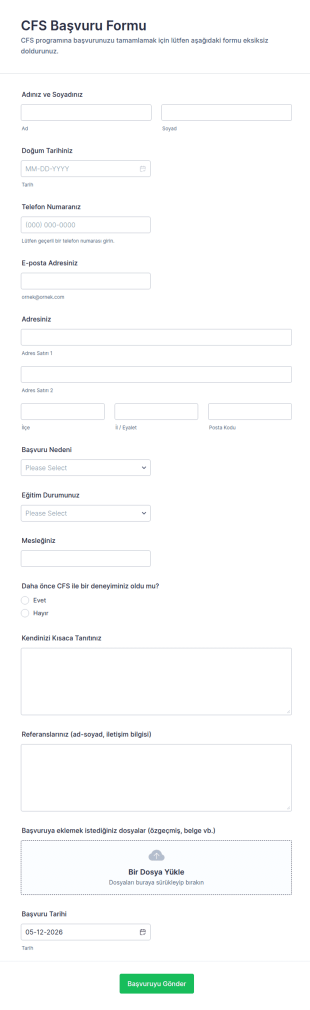 CFS Başvuru Form Şablonu