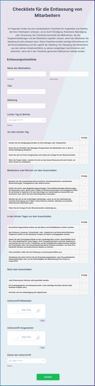 Checkliste Für Die Entlassung Von Mitarbeitern