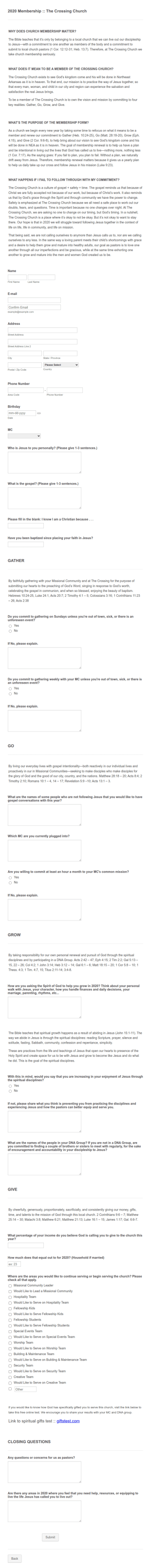 Church Membership Renewal Form Template