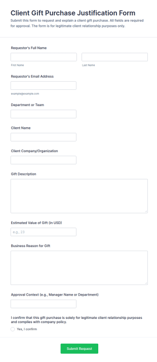 Client Gift Purchase Justification Form Template