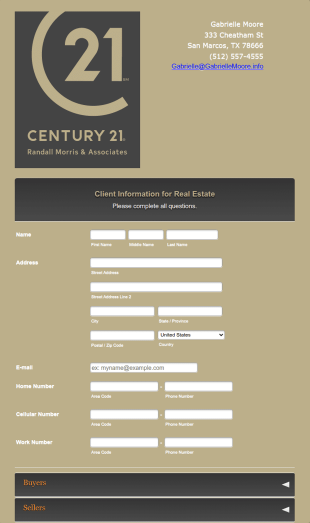 Client Information For Real Estate Form Template