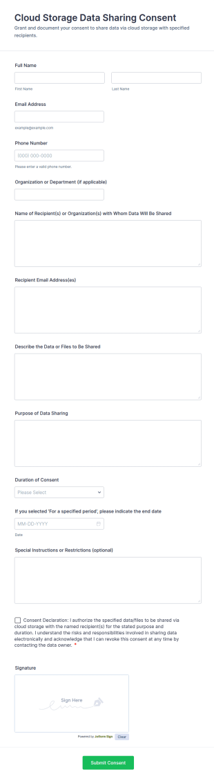 Cloud Storage Data Sharing Consent Form Template