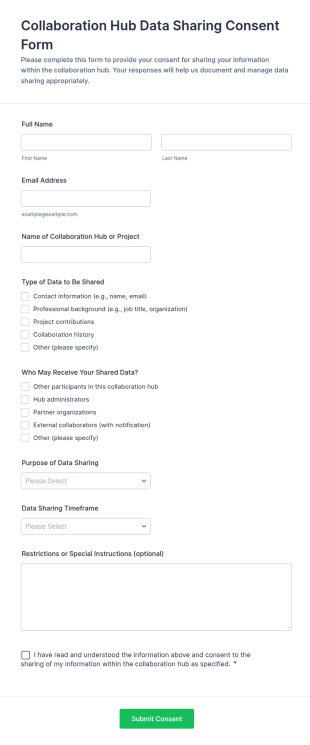 Collaboration Hub Data Sharing Consent Form Template